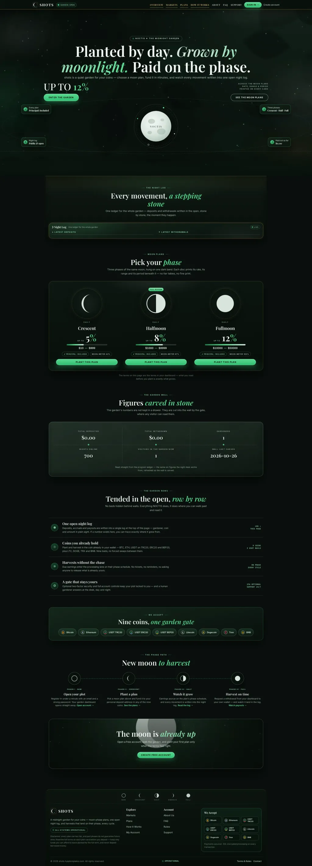 NOCTIS — HYIP Template Pack — GoldCoders HYIP template preview (H-TPL24)